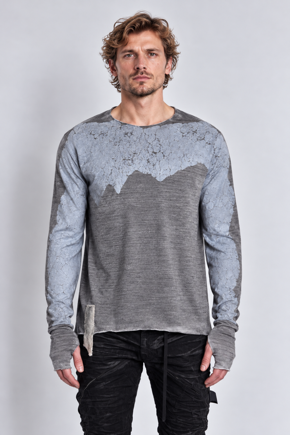 Hand Painted Metallic Effect Knitted Grey