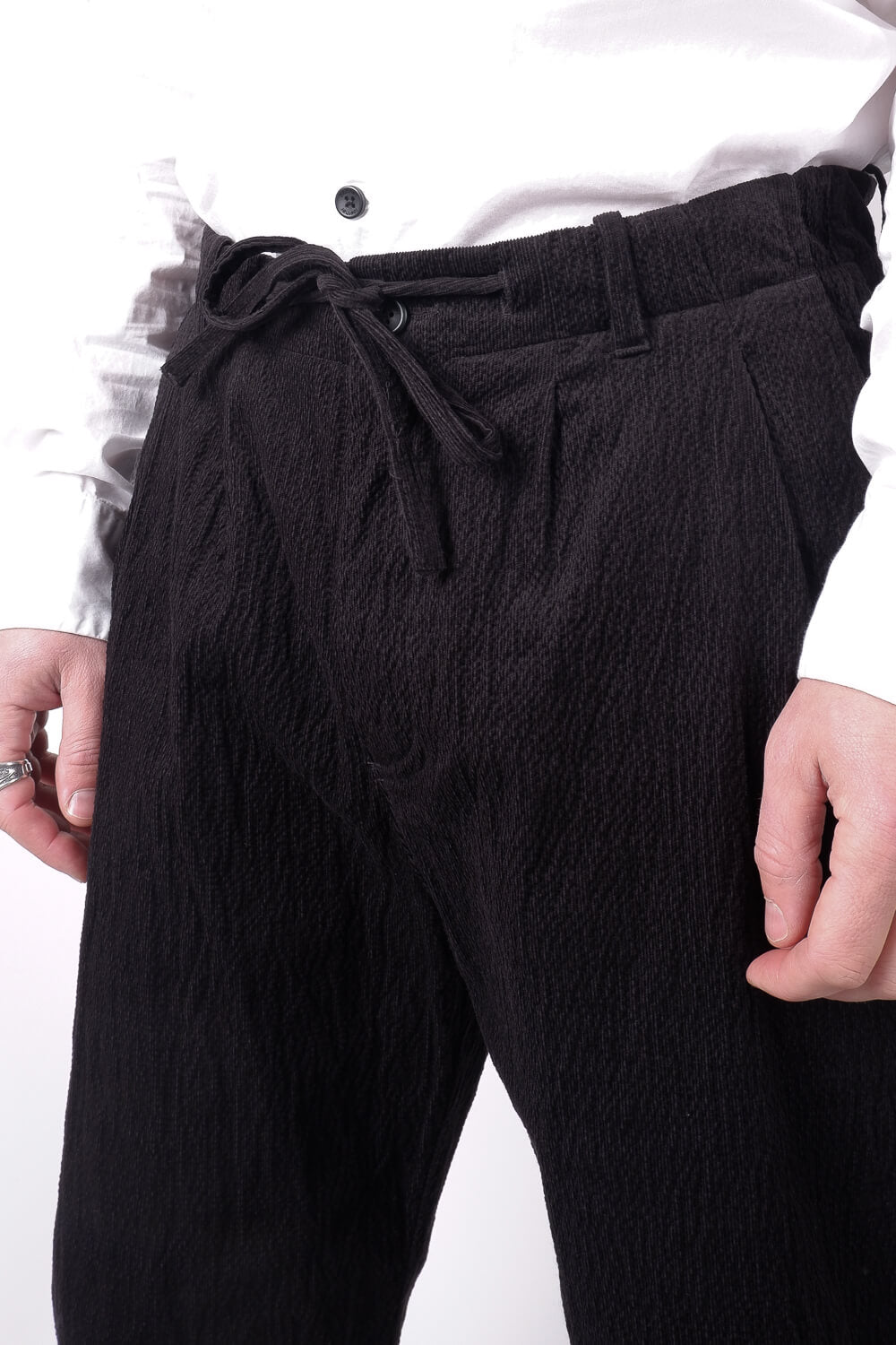 Felt Cotton Trousers Black