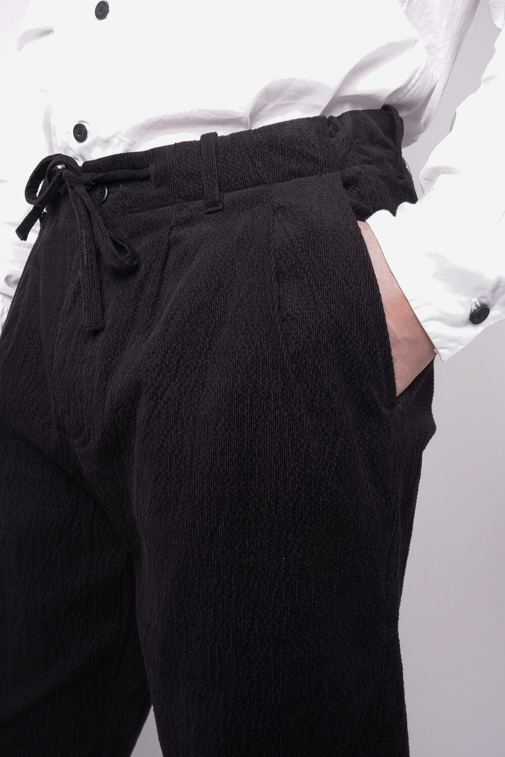 Felt Cotton Trousers Black