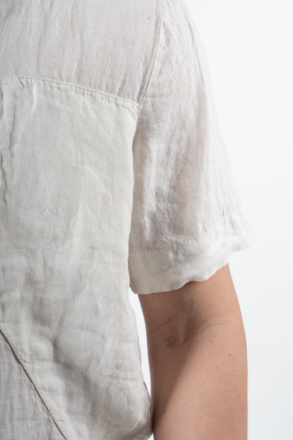 Front Pocket S/S Linen Shirt Beige