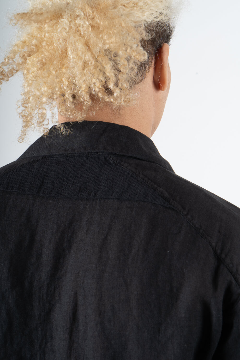 Front Pocket S/S Linen Shirt Black