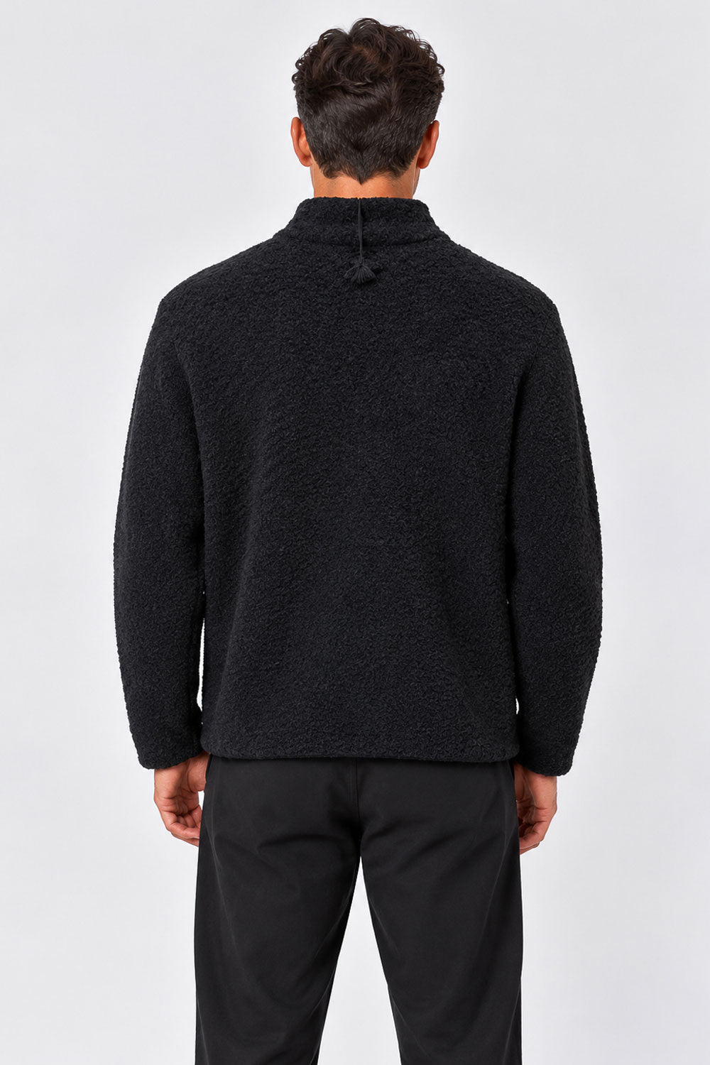 Full Zip Bouclé Cardigan Black
