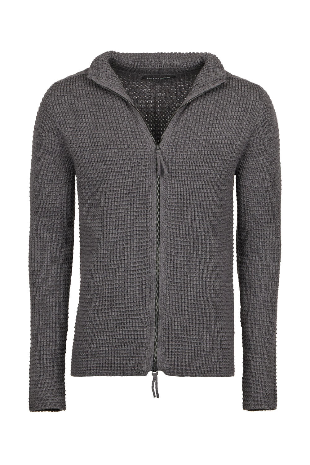 Full Zip Cable Virgin Wool Cardigan Grey