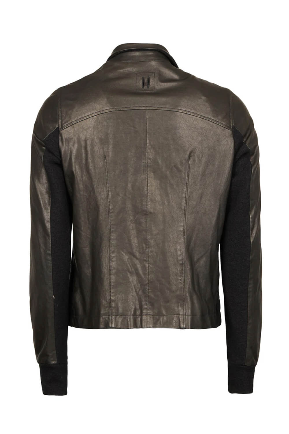 Full Zip Italian Leather/Boiled Wool Jacket Black