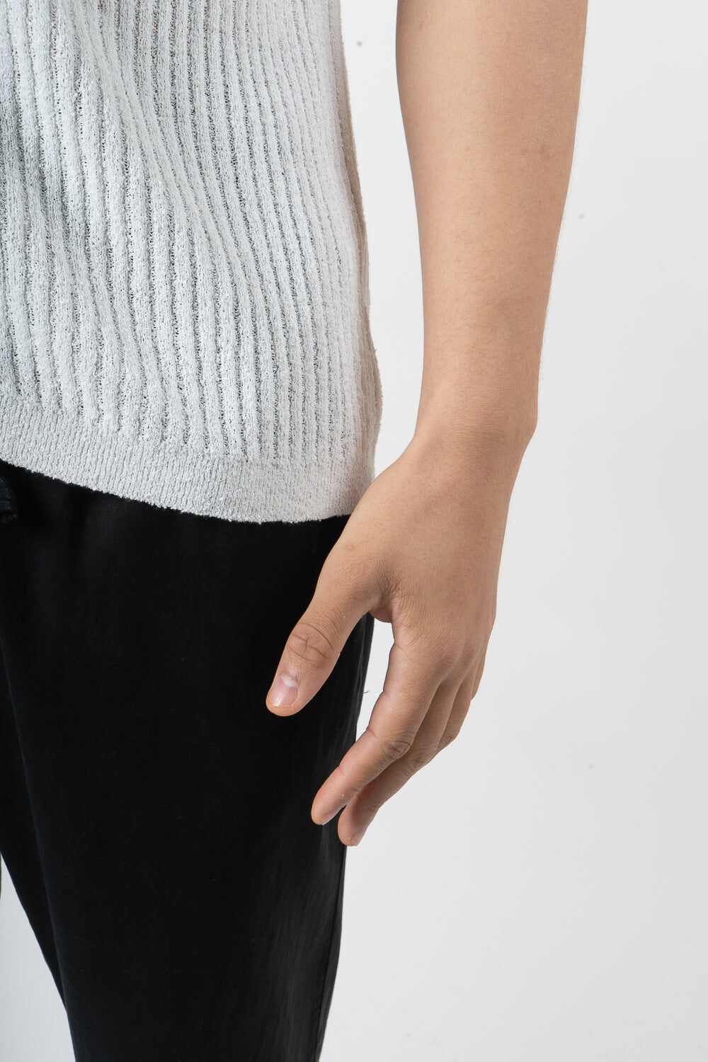 Full Button-Up Textured Cotton Shirt White