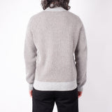 Full Zip-Up Ribbed Knit Grey