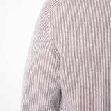 Full Zip-Up Ribbed Knit Grey