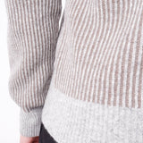 Full Zip-Up Ribbed Knit Grey