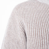 Full Zip-Up Ribbed Knit Grey