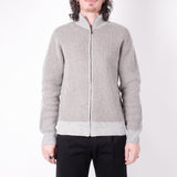 Full Zip-Up Ribbed Knit Grey