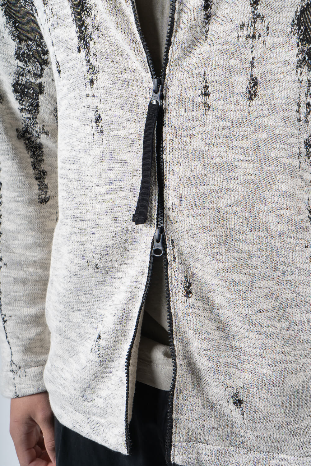 Full Zip Up Knitted Cotton Design Jacket Beige