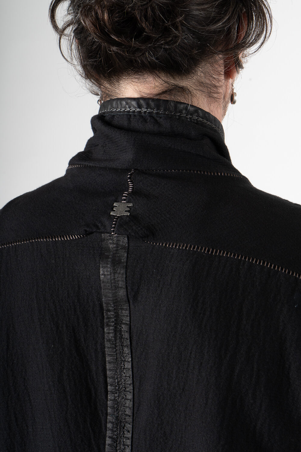 Gusset High Neck Zipper Jacket Black