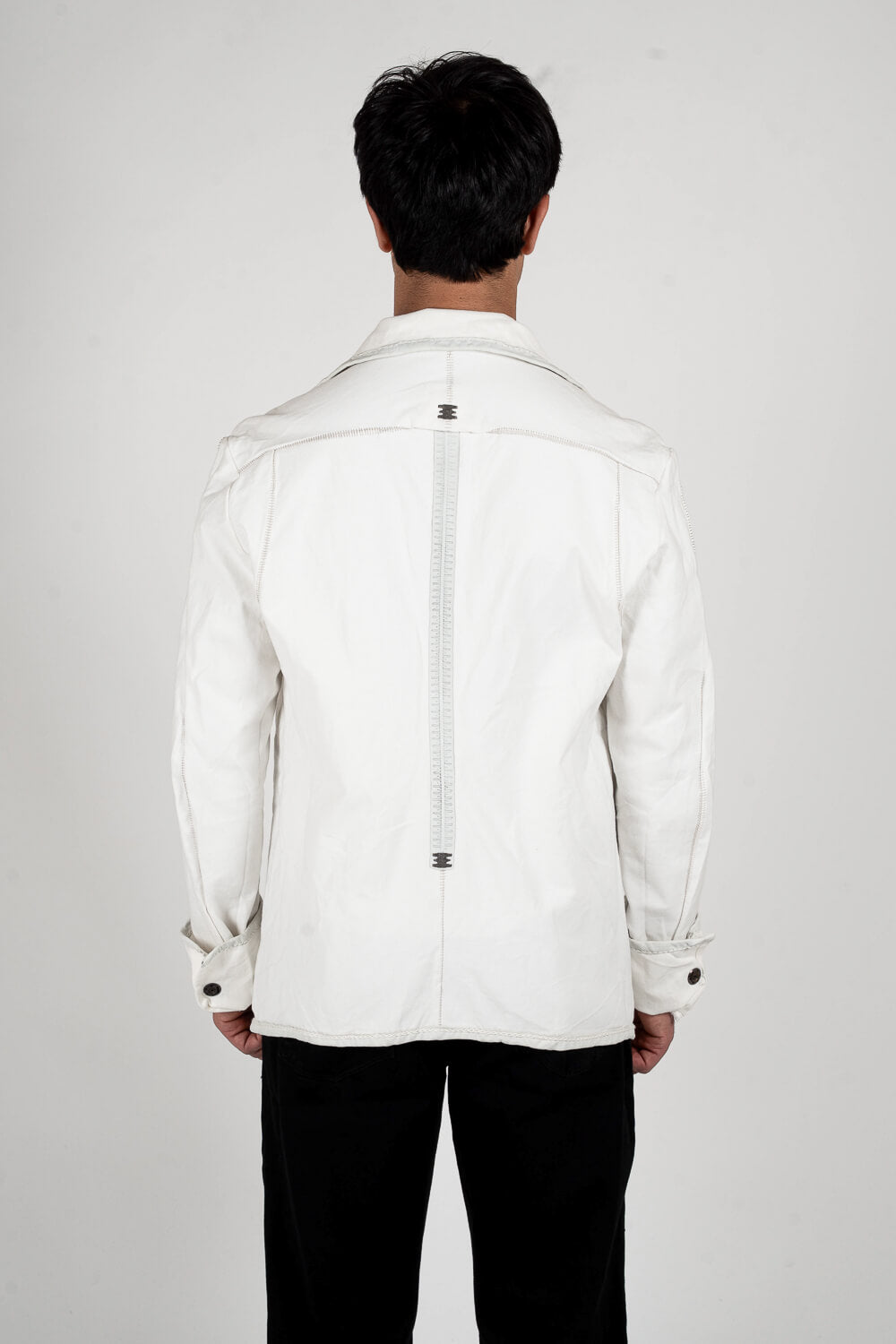 Gusset Zip-Up Pocket Detail Jacket White