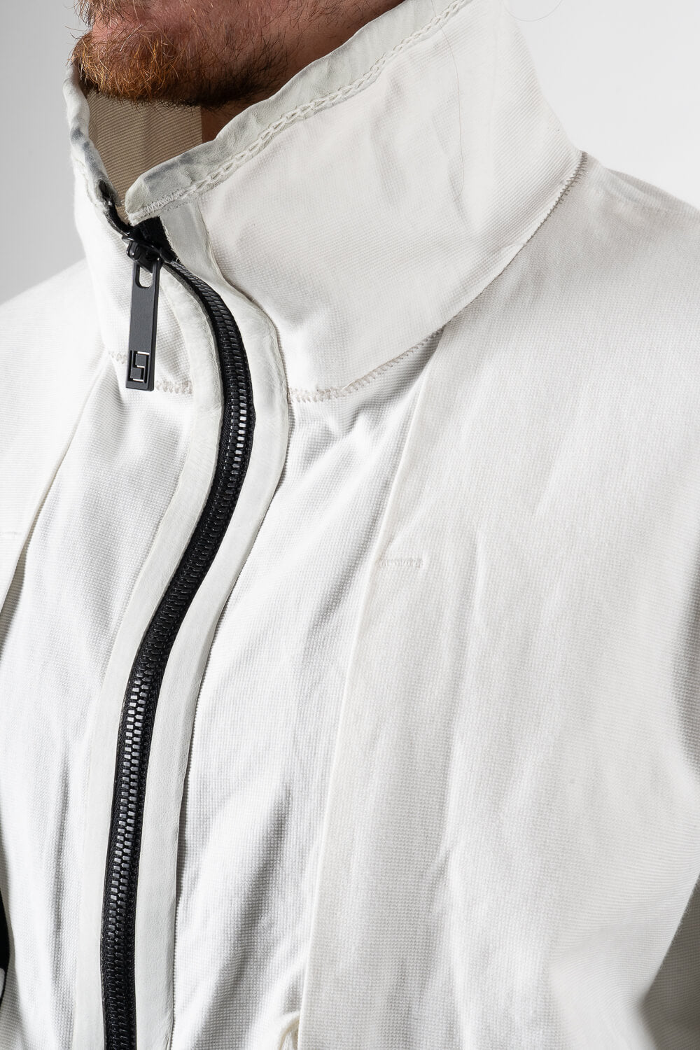 Gusset Zip-Up Pocket Detail Jacket White
