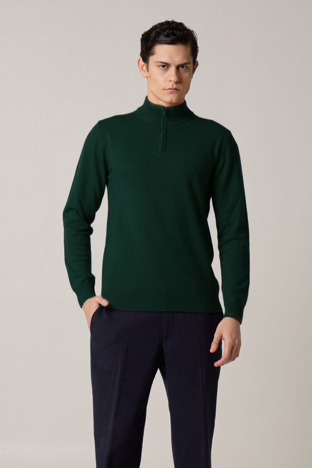 Half-Zip Cashmere Blend Sweater Green