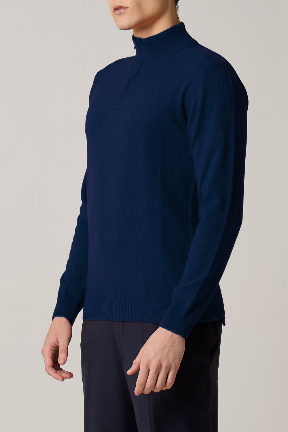 Half-Zip Cashmere Blend Sweater Navy