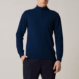 Half-Zip Cashmere Blend Sweater Navy