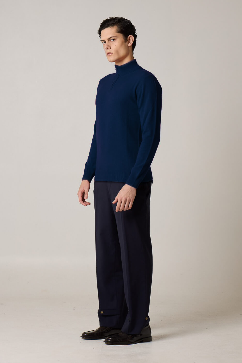 Half-Zip Cashmere Blend Sweater Navy