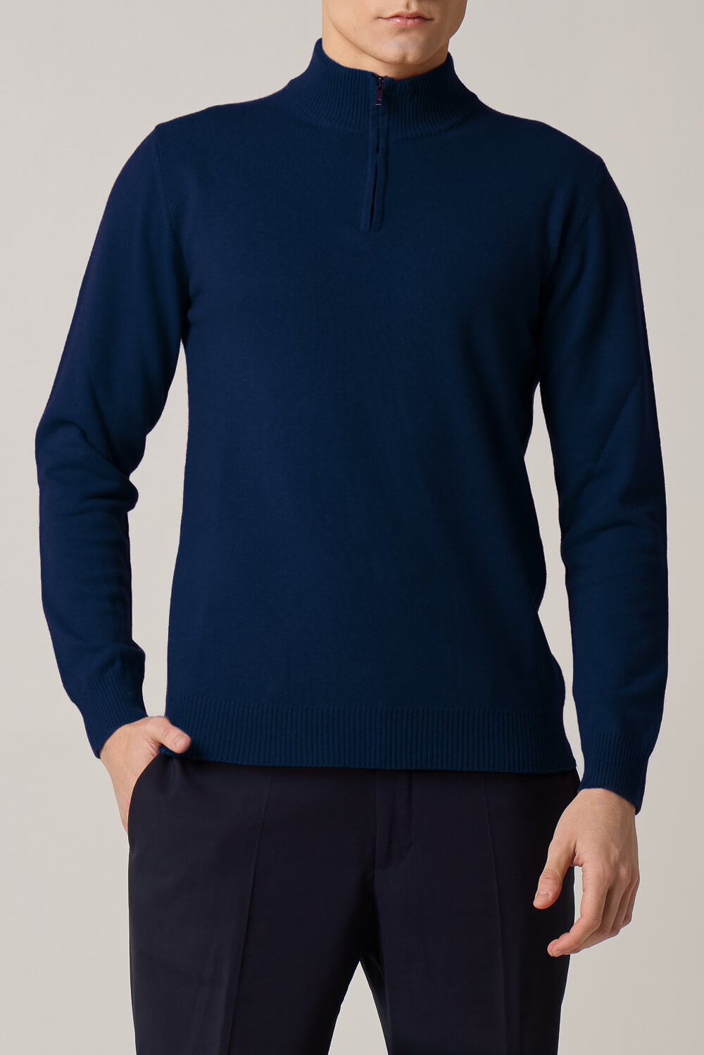 Half-Zip Cashmere Blend Sweater Navy