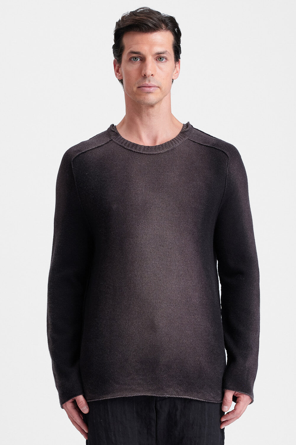 Hand-Sprayed Wool & Cashmere Crew Neck Jumper Charcoal