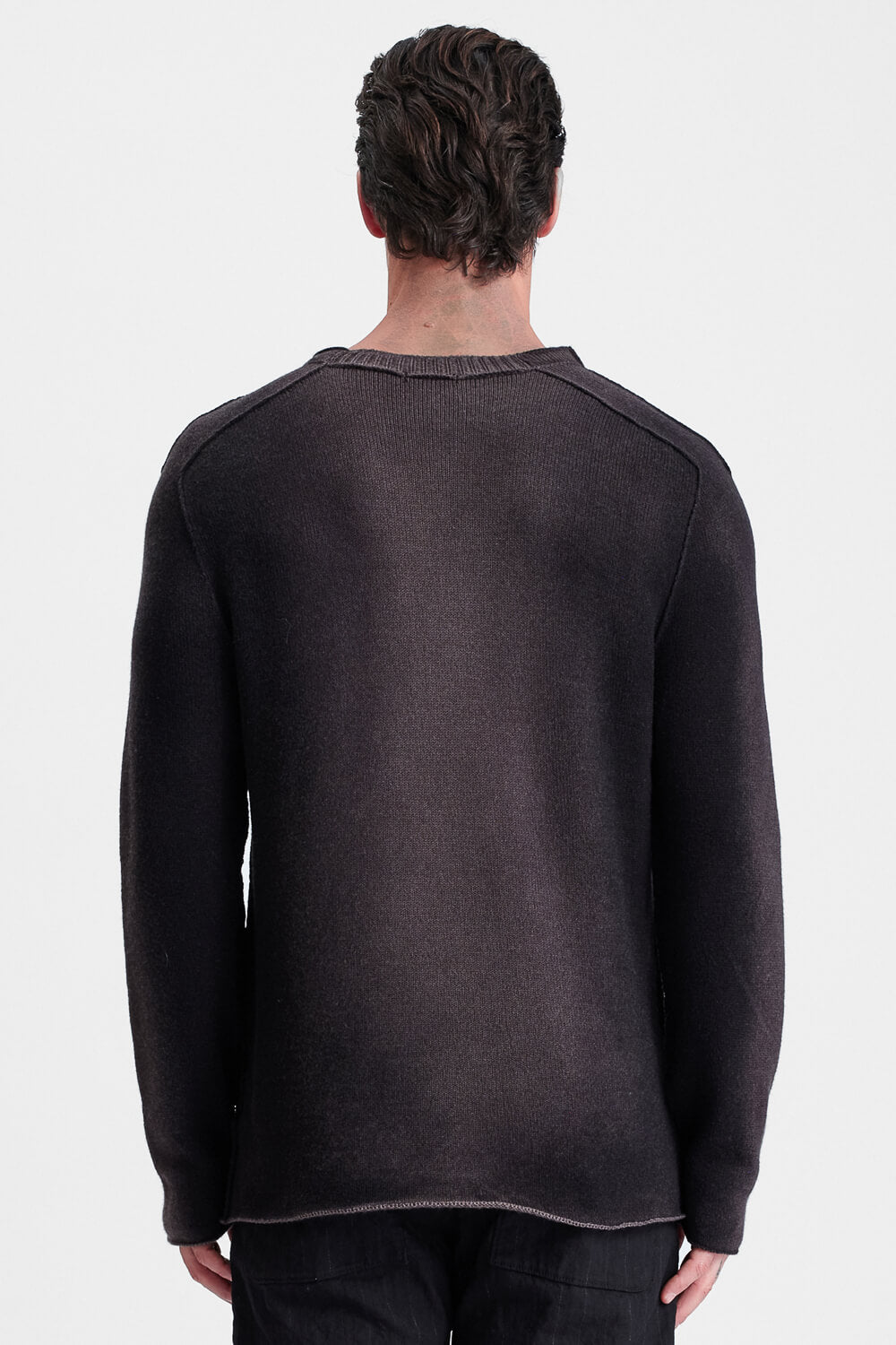 Hand-Sprayed Wool & Cashmere Crew Neck Jumper Charcoal