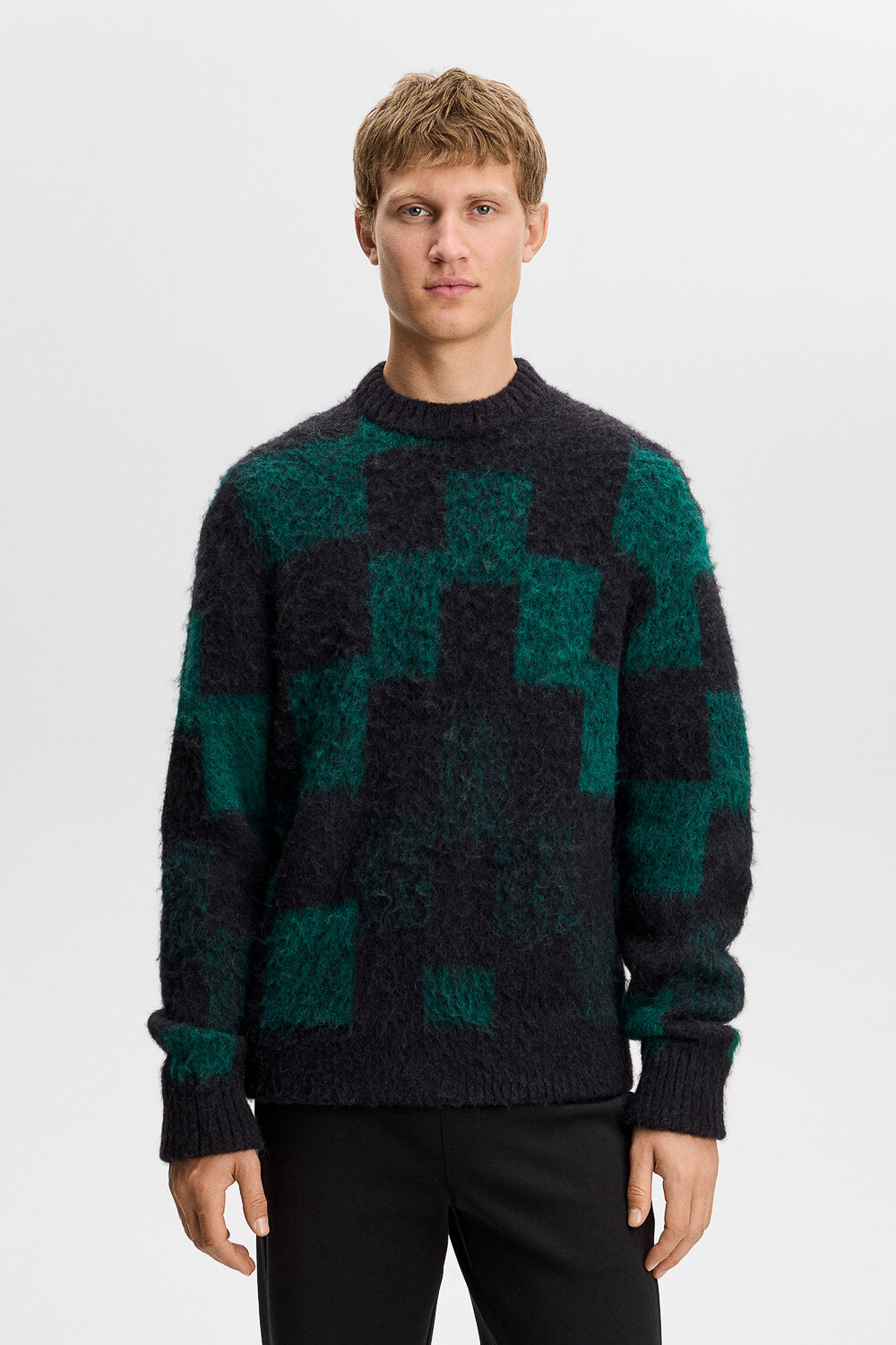 Hank Hairy Graphic Knit Green/Black
