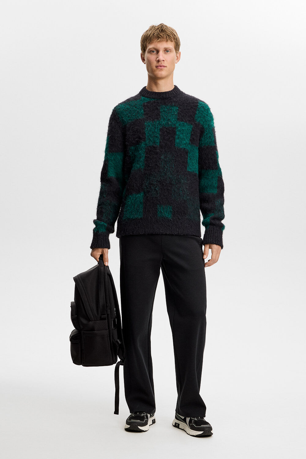 Hank Hairy Graphic Knit Green/Black