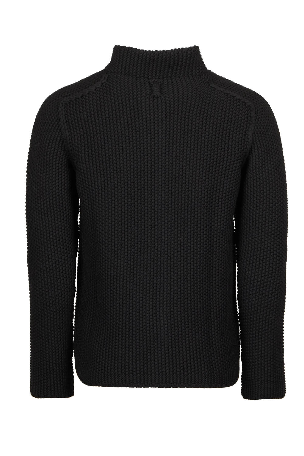 Heavy Full Zip Raw Edge Cable Knit Cardigan Black