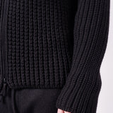 Heavy Cable Knit Zip-Up Jacket Black