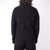 Heavy Cable Knit Zip-Up Jacket Black