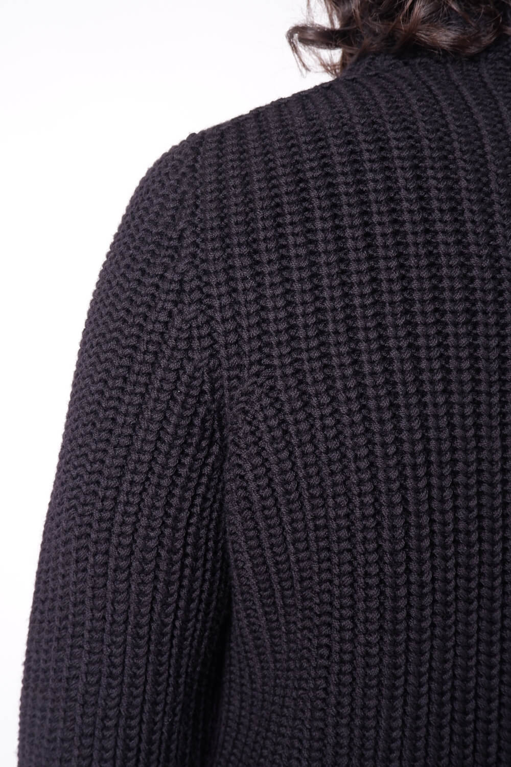 Heavy Cable Knit Zip-Up Jacket Black