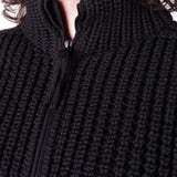 Heavy Cable Knit Zip-Up Jacket Black