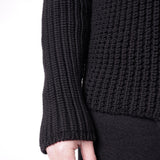 Heavy Cable Knit Zip-Up Jacket Black