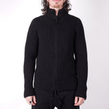 Heavy Cable Knit Zip-Up Jacket Black