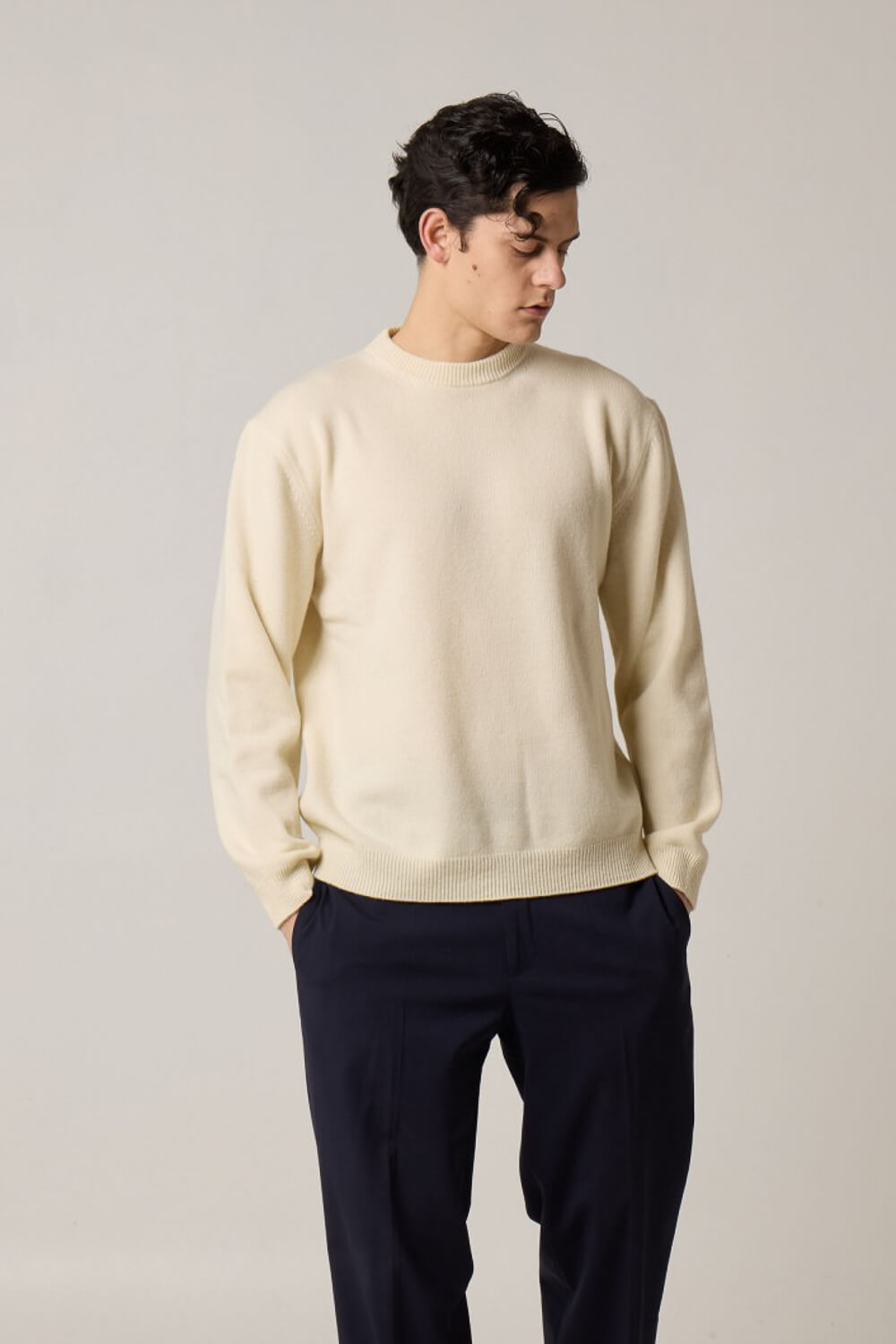 Heavy Cashmere Blend Sweater Cream