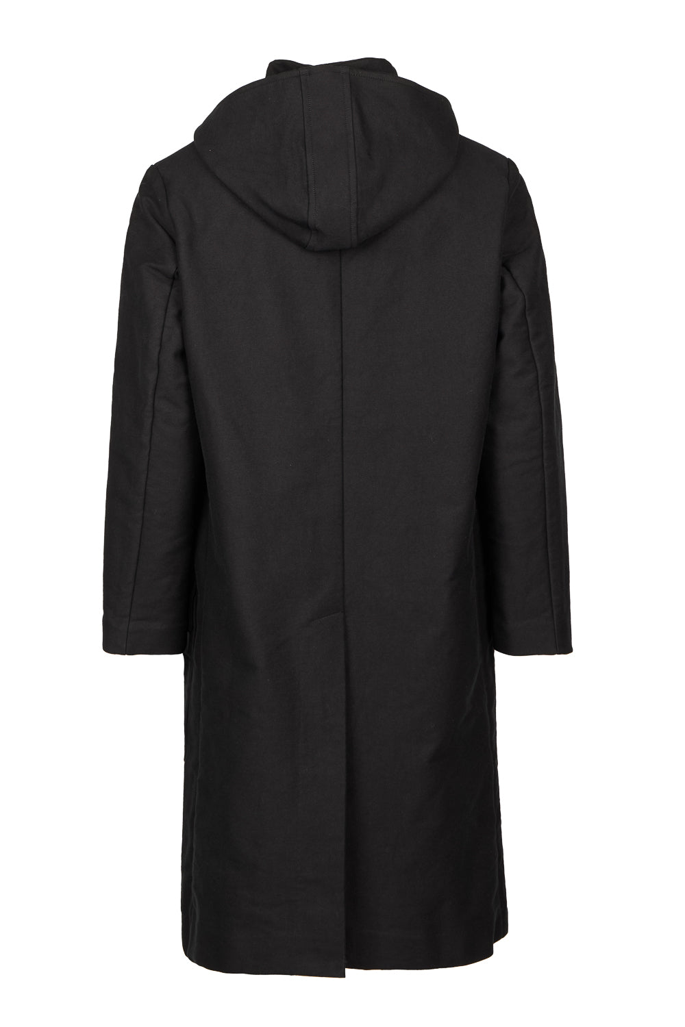 Heavy German Cotton Long Button-Up Parka Jacket Black