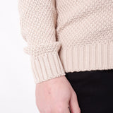 Heavy Woven Knit Button-Up Cardigan Beige