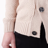 Heavy Woven Knit Button-Up Cardigan Beige