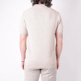 Heavy Woven Knit Polo Beige