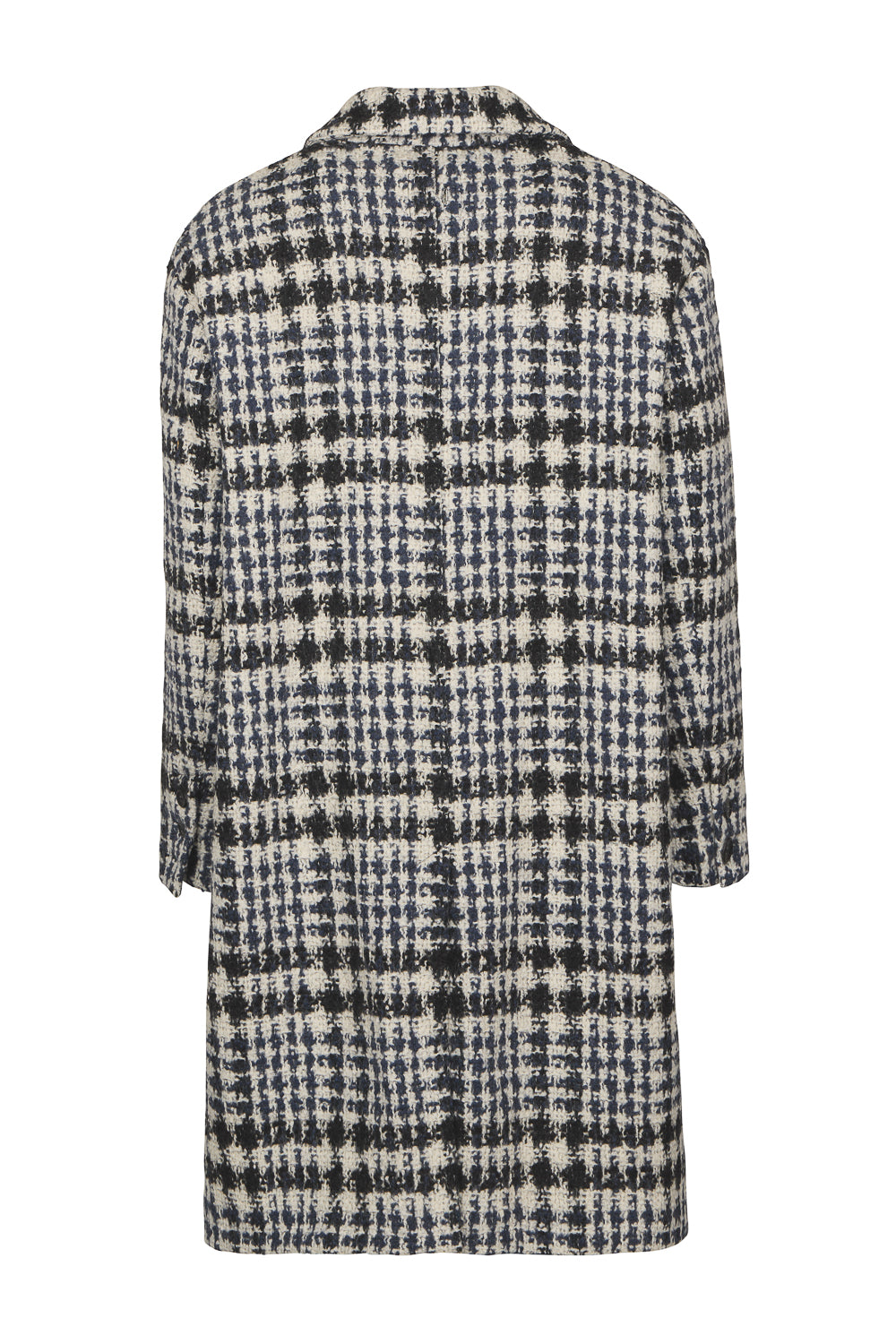 Heavy Checked Double-Breasted Virgin Wool Overcoat Black/Navy/White