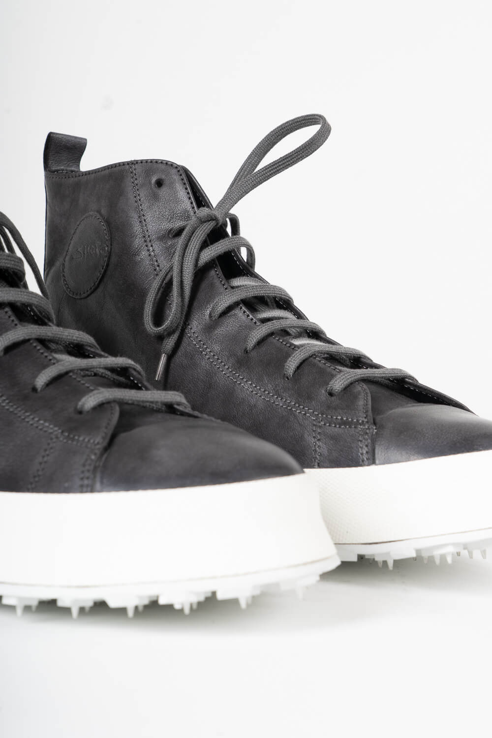 High Top Calf Leather Shoe Grey/White