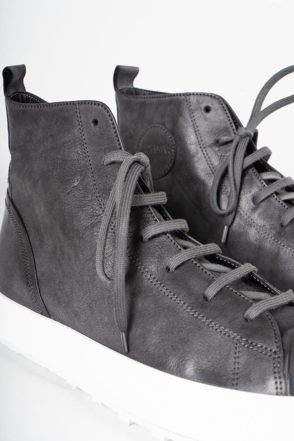 High Top Calf Leather Shoe Grey/White