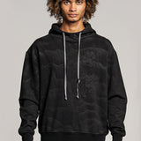 Hoodie With All-Over Sand Print Black