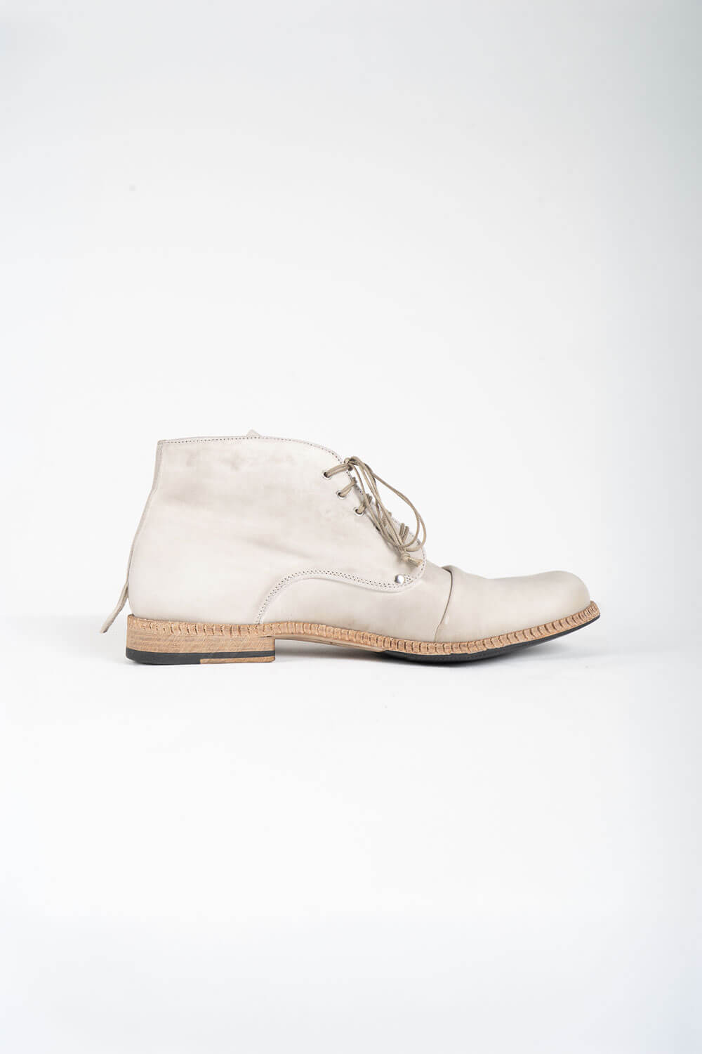 Italian Calf Leather Crease Effect Boot Dark Beige
