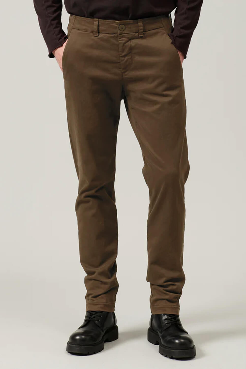 Italian Cotton Stretch Regular Fit Chinos Mud