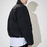 Italian Down Zip Detail Bomber Jacket Black