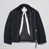 Italian Down Zip Detail Bomber Jacket Black