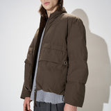 Italian Down Zip Detail Bomber Jacket Khaki Green