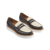 Italian Leather Penny Loafer Beige/Brown