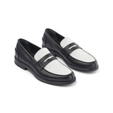Italian Leather Penny Loafer White/Black